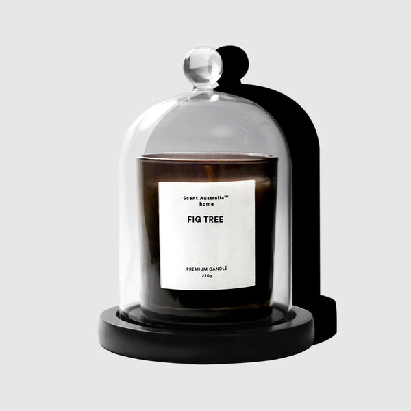 Scent Australia Home - Fig Tree Candle (220g) + Glass Cloche + Wooden Base