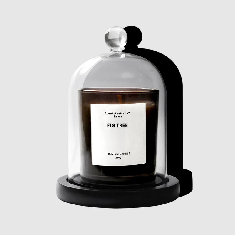 Scent Australia Home - Fig Tree Candle (220g) + Glass Cloche + Wooden Base