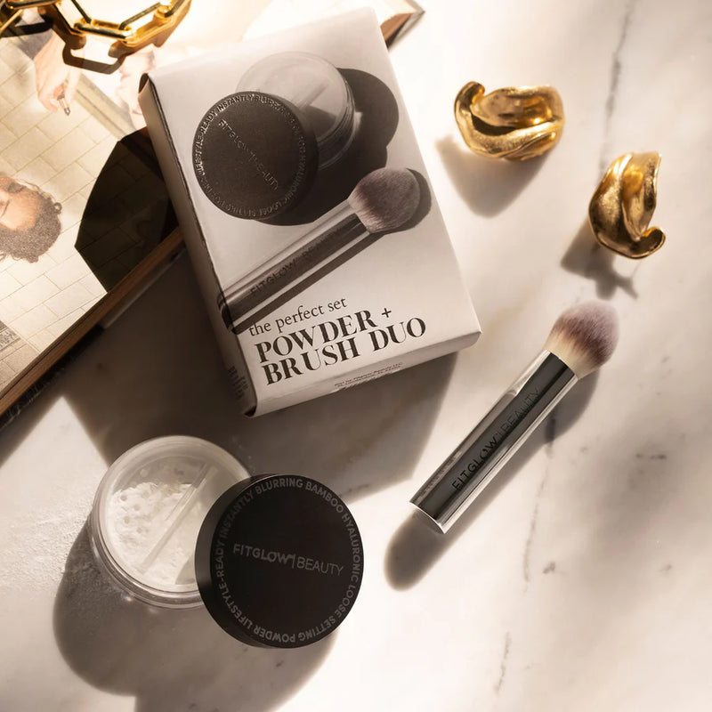 Fitglow Beauty - Bamboo Hyaluronic Loose Setting Powder + Brush Duo