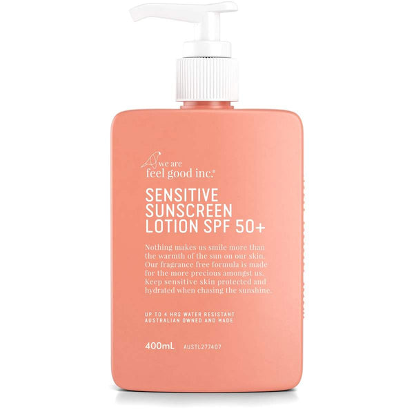 We are Feel Good Inc Sensitive Sunscreen Lotion SPF 50+ 400ml - CULT COSMETICA